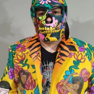 Hand-Painted Wes Borland Style Blazer – Colorful Artistic Blazer for Performance and Alternative Fashion